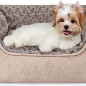 Rectangle Dog Bed for Large Medium Small Dogs Machine Washable Sleeping Sofa Non-Slip Bottom Breathable Soft Puppy Bed Durable Orthopedic  Pet Cuddler, Multiple Size, Beige