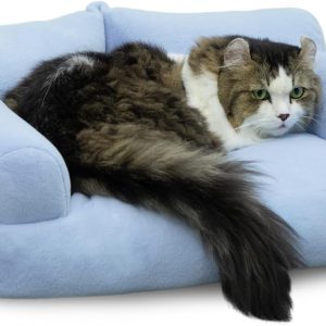 Pet Sofa Soft  Pet Sofa Beds for Medium Small Cats and Dogs, Light Blue
