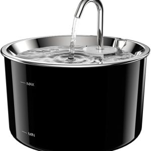 Cat Water Fountain Stainless Steel Lid, 3L/101oz Pet Water Fountain, Dog Waterer with Quiet Pump and 4-Layer Filtration for Cats and Dogs