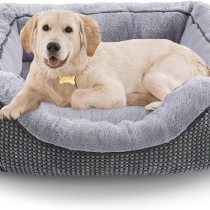 Medium Dog Beds for Medium Dogs Washable, Rectangle Dog Bed Medium Size Dog, Orthopedic Dog Bed, Warming Soft Calming Sleeping Puppy Bed Durable Pet Bed with Anti-Slip Bottom M(30"x24"x9")